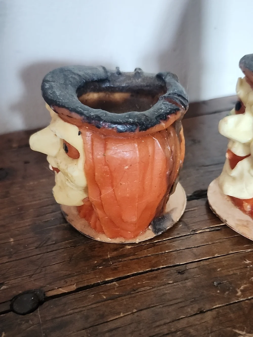 Vintage Gurley Halloween Witch Candles in Orange and Black
